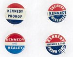 QUARTET OF KENNEDY COATTAIL BUTTONS.