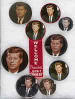 COLLECTION OF 9 MATCHING KENNEDY PORTRAIT BUTTONS.