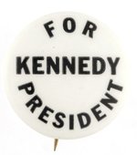 "FOR KENNEDY PRESIDENT" BLACK & WHITE (SMALLER VARIETY) BUTTON.