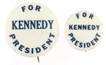 PAIR OF MATCHING "FOR KENNEDY PRESIDENT" 1960 BLUE & WHITE BUTTONS.