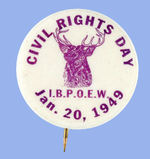 TRUMAN INAUGURATION DAY DESIGNATED "CIVIL RIGHTS DAY" BY THE 'BLACK' ELKS RARE BUTTON.