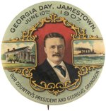 ROOSEVELT JAMESTOWN BUTTON ISSUED FOR GEORGIA DAY JUNE 10TH, 1907.