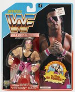 HASBRO WWF (1992) - BRET "HITMAN" HART SERIES 4 CARDED ACTION FIGURE (CANADIAN - PINK HEART).