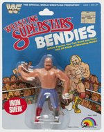 LJN WRESTLING SUPERSTARS BENDIES (1984) - IRON SHEIK CARDED FIGURE.