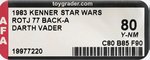 STAR WARS: RETURN OF THE JEDI (1983) - DARTH VADER 77 BACK-A AFA 80 Y-NM