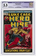 HERO FOR HIRE #1 JUNE 1972 CGC RESTORED SLIGHT (C-1) 3.5 VG- (FIRST LUKE CAGE & DIAMONDBACK).