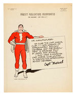 CAPTAIN MARVEL - FAWCETT PROMOTIONAL LETTER TO MANUFACTURERS.