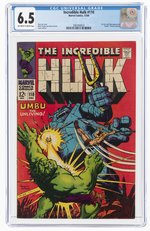 INCREDIBLE HULK #110 DECEMBER 1968 CGC 6.5 FINE+.