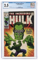 INCREDIBLE HULK #115 MAY 1969 CGC 2.5 GOOD+.