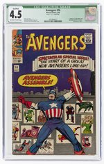 AVENGERS #16 MAY 1965 CGC QUALIFIED 4.5 VG+ (HAWKEYE, SCARLET WITCH & QUICKSILVER JOIN AVENGERS).