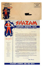 "CAPTAIN MARVEL CLUB" LETTER/ENVELOPE AND GIANT FUN KIT OFFER SHEET.