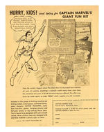 "CAPTAIN MARVEL CLUB" LETTER/ENVELOPE AND GIANT FUN KIT OFFER SHEET.