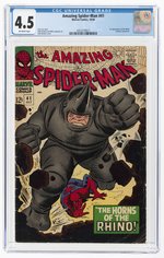 AMAZING SPIDER-MAN #41 OCTOBER 1966 CGC 4.5 VG+ (FIRST RHINO).