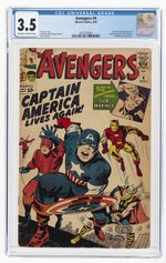 AVENGERS #4 MARCH 1964 CGC 3.5 VG- (FIRST SILVER AGE CAPTAIN AMERICA).