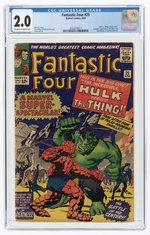 FANTASTIC FOUR #25 APRIL 1964 CGC 2.0 GOOD (THING VS. INCREDIBLE HULK).