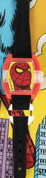 SPIDER-MAN WATCH ITALIAN STORE DISPLAY WITH TWO WATCHES.