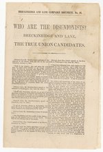 BRECKINRIDGE & LAND CAMPAIGN DOCUMENT NO. 16 1860 CAMPAIGN EPHEMERA.