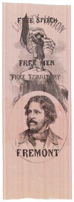 FREE SPEECH, FREE MEN, FREMONT 1856 REPUBLICAN PORTRAIT RIBBON.