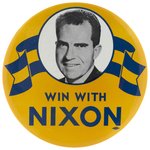 "WIN WITH NIXON" JUMBO 9" PORTRAIT BUTTON 1962 GOVERNOR CAMPAIGN.