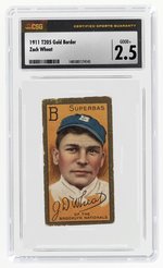 1911 T205 GOLD BORDER ZACH WHEAT (HOF) CSG 2.5 GOOD+.