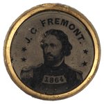 J. C. FREMONT RARE 1864 CAMPAIGN FERROTYPE BADGE.