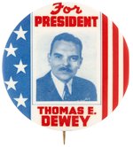 FOR PRESIDENT THOMAS E. DEWEY RARE SAMPLE BUTTON ON MIDWEST BADGE CARD.