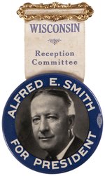 SMITH "WISCONSIN RECEPTION COMMITTEE" 1928 RIBBON BADGE.