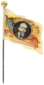 HUGHES FOR PRESIDENT 1916 CELLO FLAG STICK PIN ADVERTISING BADGE.