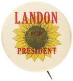 LANDON FOR PRESIDENT HIGHLY DETAILED SUNFLOWER BUTTON UNLISTED IN HAKE.