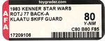 STAR WARS: RETURN OF THE JEDI (1983) - KLAATU (SKIFF GUARD) 77 BACK-A AFA 80 Y-NM.