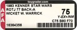 STAR WARS: RETURN OF THE JEDI (1983) - WICKET W. WARRICK 77 BACK-A AFA 75 Y-EX+/NM.