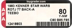 STAR WARS: RETURN OF THE JEDI (1983) - TEEBO 77 BACK-A AFA 80 Y-NM.