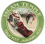ISLAM TEMPLE/TRUCKEE, JANUARY, 1921 W/SHRINERS ON TOBOGGAN AND ICE SKATING.