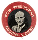 FOR PRESIDENT EUGENE V. DEBS 1920 PORTRAIT BUTTON.