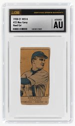 1920-21 W514 #22 MAX CAREY (HOF) HAND CUT CSG AU AUTHENTIC.