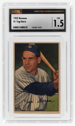 1952 BOWMAN #1 YOGI BERRA (HOF) CSG 1.5 FAIR.