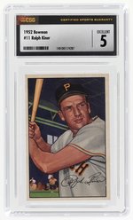 1952 BOWMAN #11 RALPH KINER (HOF) CSG 5 EXCELLENT.