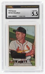 1952 BOWMAN #30 RED SCHOENDIENST (HOF) CSG 5.5 EXCELLENT+.