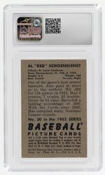 1952 BOWMAN #30 RED SCHOENDIENST (HOF) CSG 5.5 EXCELLENT+.