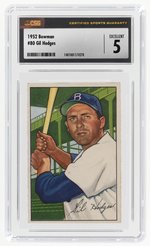 1952 BOWMAN #80 GIL HODGES (HOF) CSG 5 EXCELLENT.