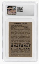 1952 BOWMAN #156 WARREN SPAHN (HOF) CSG 5 EXCELLENT.