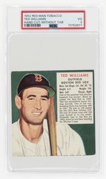 1952 RED MAN TOBACCO TED WILLIAMS (HOF) HAND CUT-WITHOUT TAB PSA 3 VG.