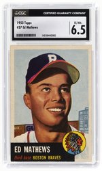 1953 TOPPS #37 ED MATHEWS (HOF) CGC 6.5 EX/NM+.