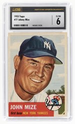 1953 TOPPS #77 JOHNNY MIZE (HOF) CSG 6 EX/NM.