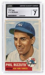 1953 TOPPS #114 PHIL RIZZUTO (HOF) CGC 7 NEAR MINT.