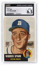 1953 TOPPS #147 WARREN SPAHN (HOF) CGC 6.5 EX/NM+.