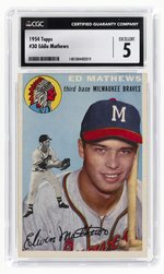 1954 TOPPS #30 EDDIE MATHEWS (HOF) CGC 5 EXCELLENT.