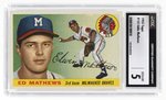 1955 TOPPS #155 EDDIE MATHEWS (HOF) CCG 5 EXCELLENT.