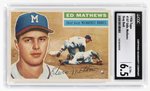 1956 TOPPS #107 EDDIE MATHEWS (HOF) GRAY BACK CGC 6.5 EX/NM+.