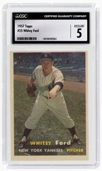 1957 TOPPS #25 WHITEY FORD (HOF) CGC 5 EXCELLENT.